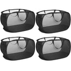 4 Pack Durable Collapsible Laundry Baskets, Mesh Foldable Laundry Basket, Pop Up Laundry Hamper with Pocket, Clothes Hamper with Reinforced Handles for Laundry, Bathroom, Kids Room, Dorm or Travel