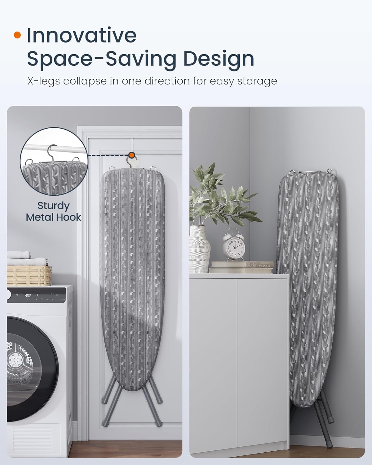 SONGMICS Ironing Board, Foldable, with Iron Rest, 43 x 13 Inches