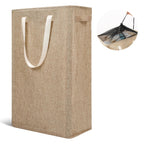 Odonata Slim Laundry Hamper Handles Collapsible Laundry Basket Thin Dirty Clothes Basket Narrow Laundry Bag Foldable Dirty Hamper 45L (Beige)