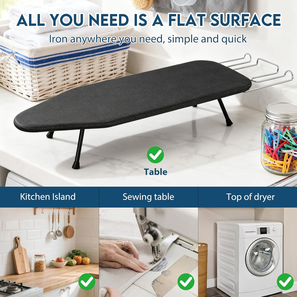 LOFTEY Small Tabletop Ironing Board, Foldable Compact Ironing Board, Black