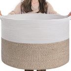 INDRESSME XXXLarge Woven Rope Blanket Basket Living Room Brown, 90L