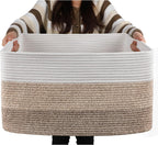 OIAHOMY Blanket Basket Laundry Basket Dog Toy Basket 75L Gradient Brown