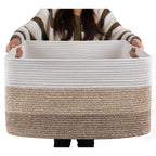OIAHOMY Blanket Basket Laundry Basket Dog Toy Basket 75L Gradient Brown