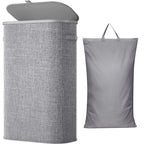 Lifewit Slim Laundry Basket with Lid and Removable Bag, 65L, Beige
