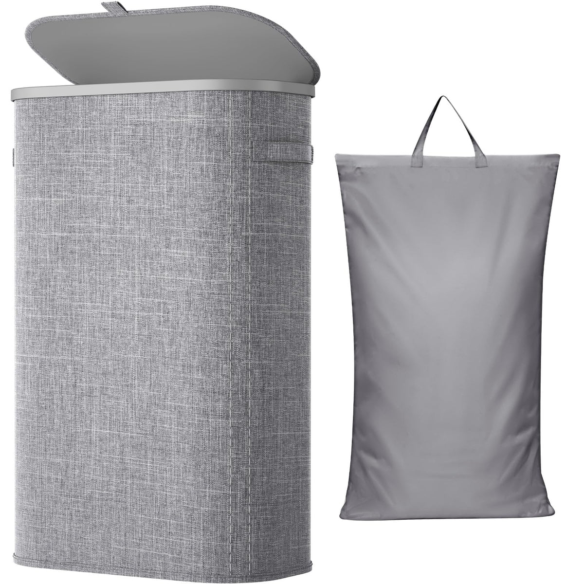 Lifewit Slim Laundry Basket with Lid and Removable Bag, 65L, Beige