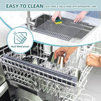 Ohuhu Over Sink Dish Drying Rack Silicone Wrapped 17.6" W x 15.4" L Large Over the Sink Roll Up Dish Drainer - Foldable Sink Drying Rack Rolling Drain Mats Anti-Slip Multipurpose for Kitchen Counter
