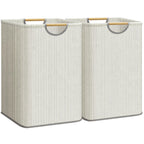 STORAGE MANIAC 2-Pack Collapsible Laundry Hamper with Bamboo Handles, Black