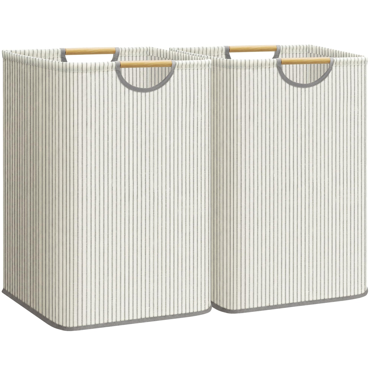 STORAGE MANIAC 2-Pack Collapsible Laundry Hamper with Bamboo Handles, Black