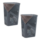 Mind Reader Slim Laundry Hamper with Lid, 60L Clothes Basket, Ventilated Plastic, Black