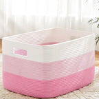 Artfeel Blanket Basket,Rectangle Woven Baskets for Storage,65L Laundry Basket for Decorative Nursery Blanket,Toys,Dirty Clothes and Magazine in Shelves,Baby Room,and Living Room