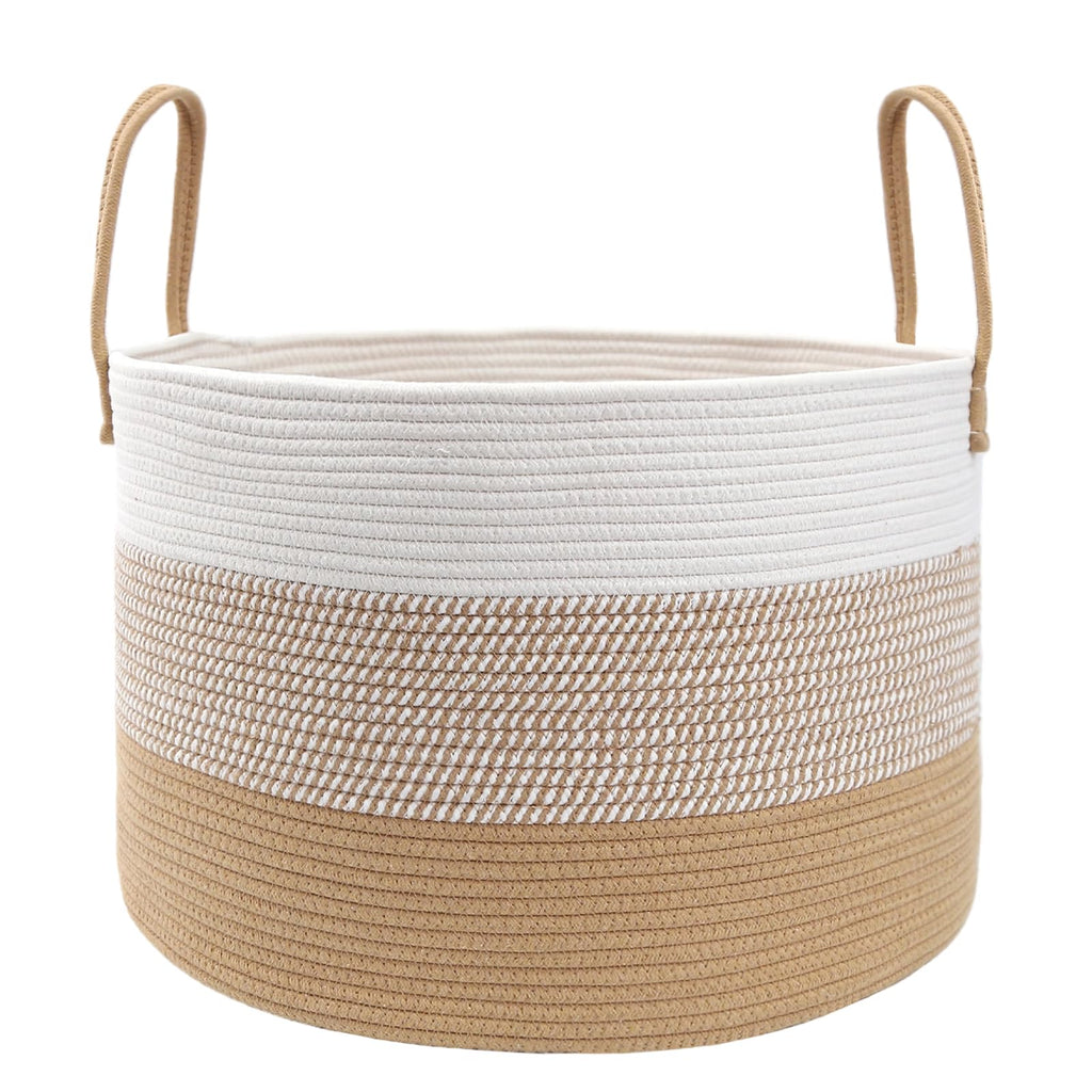JMvicyroam 65L Extra Large Machine Washable Cotton Rope Blanket Basket