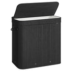 SONGMICS Bamboo Laundry Hamper with Lid, 100L, with Handles