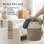 JMvicyroam 60L Cotton Rope Laundry Basket Hamper, Brown