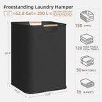 STORAGE MANIAC 2-Pack Collapsible Laundry Hamper with Bamboo Handles, Black