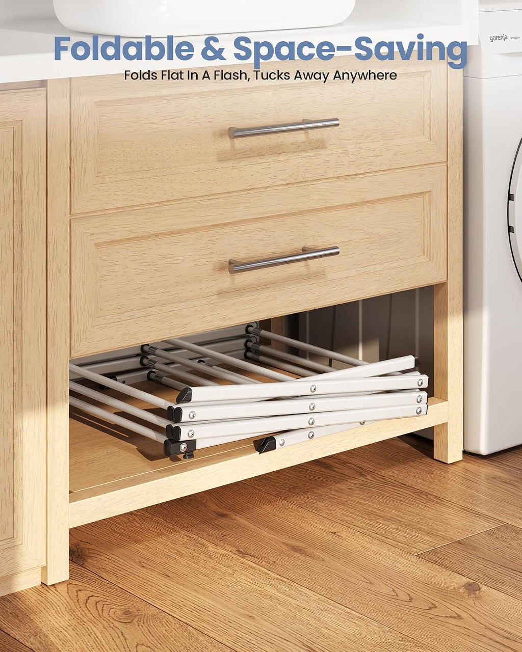 APEXCHASER Oversize 3-Tier Clothes Drying Rack, No Install, White