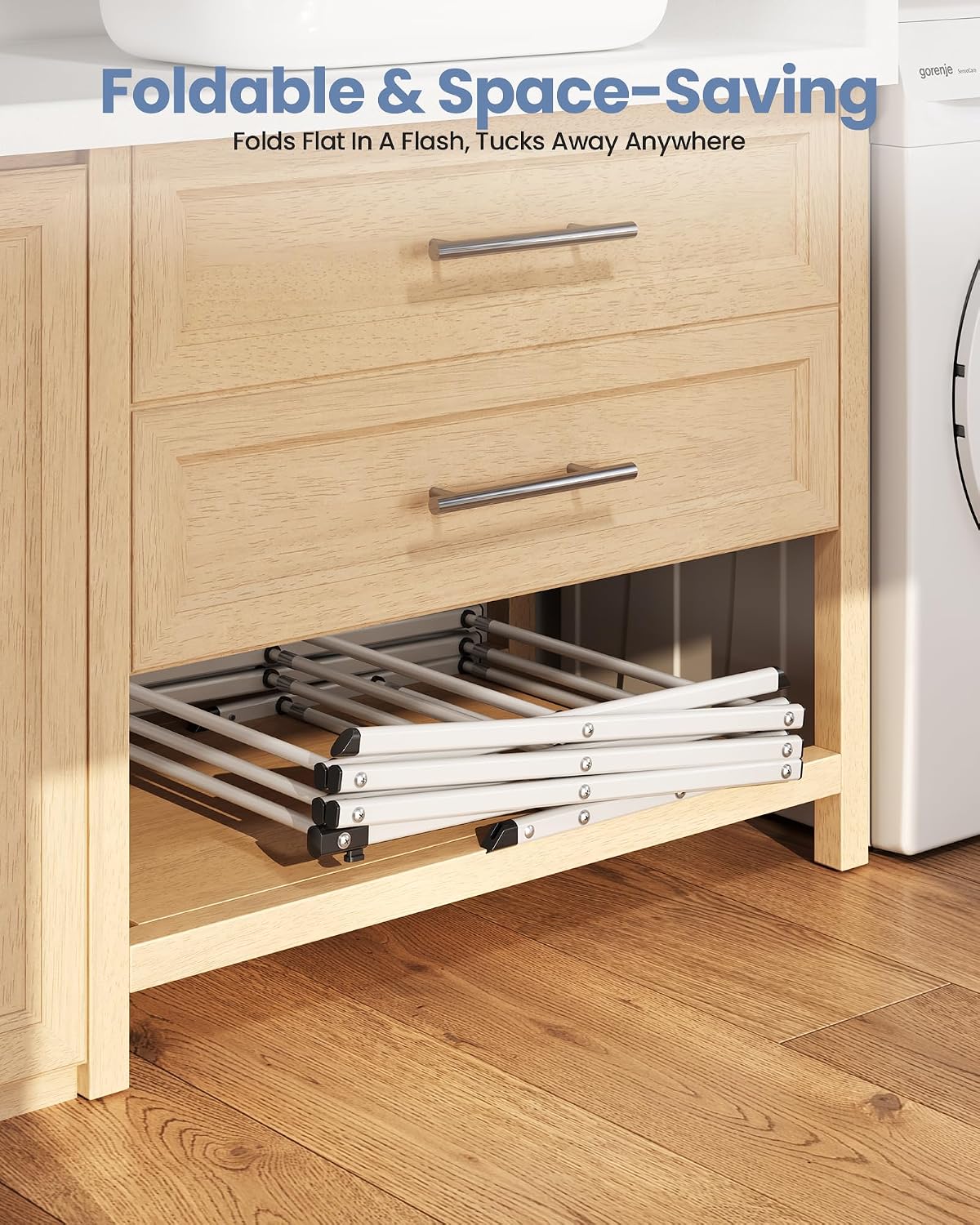APEXCHASER Oversize 3-Tier Clothes Drying Rack, No Install, White
