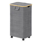 SpaceAid Laundry Hamper with Lid, 110L Large Tall Clothes Basket Bin with Bamboo Handles, Collapsible Laundry Hamper for Bedroom, Bathroom, Dorm, Laundry Room - Black