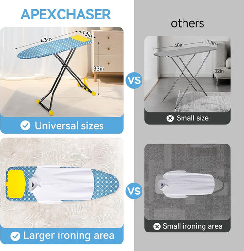 APEXCHASER Foldable 7-Level Heigh Adjustable Ironing Board with Iron Rest