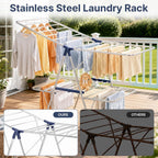 Stainless Steel 2-Tier Foldable Clothes Drying Rack, 57 Inches Max Height