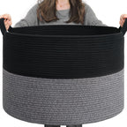 INDRESSME XXXLarge Woven Rope Blanket Basket Living Room Brown, 90L