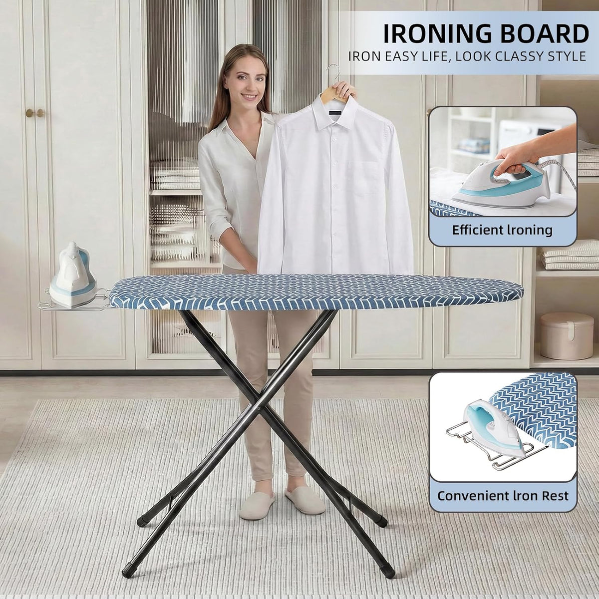 APEXCHASER Foldable Ironing Board Full Size 43x13, 7level Height Adjustable