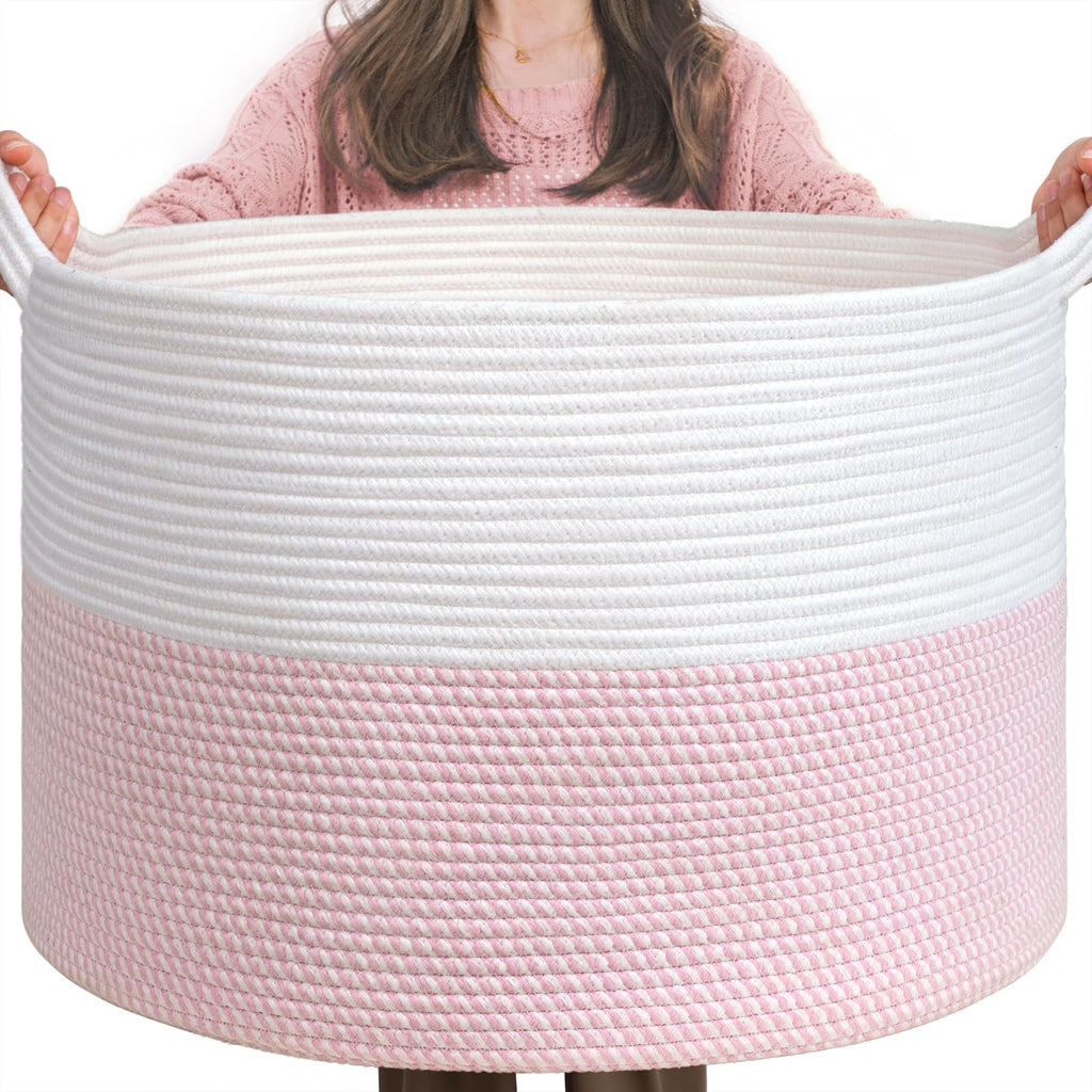 INDRESSME XXXLarge Woven Rope Blanket Basket Living Room Brown, 90L
