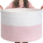 INDRESSME XXXLarge Woven Rope Blanket Basket Living Room Brown, 90L