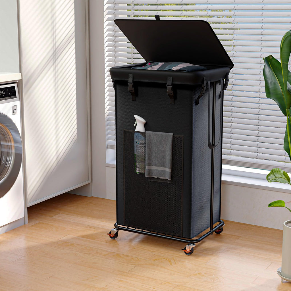 Laundry Hamper with Wheels, 150L Rolling Laundry Basket with Bag & Handles