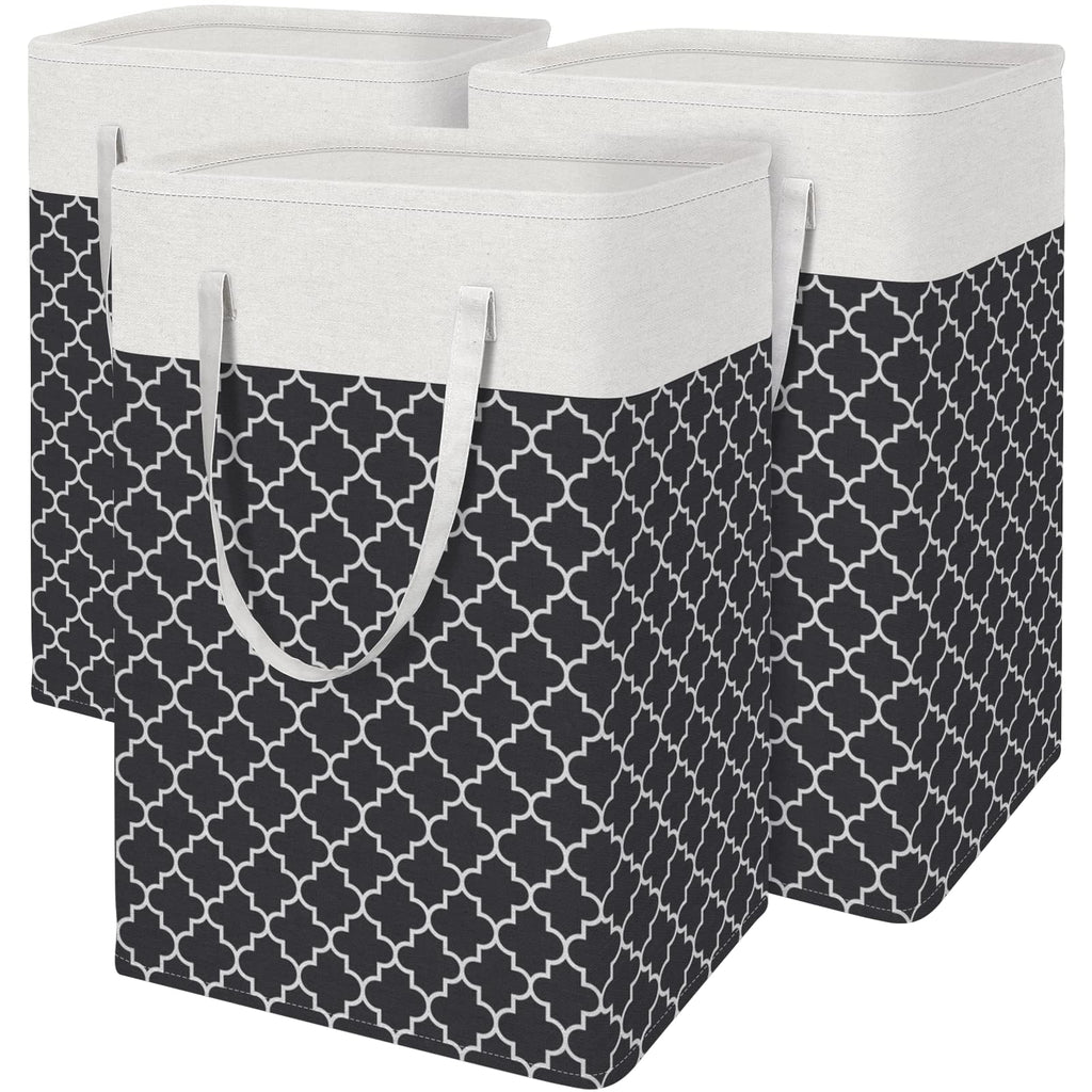 BlissTotes 3-Pack Laundry Basket, Collapsible Laundry Hamper, Grey, 75L