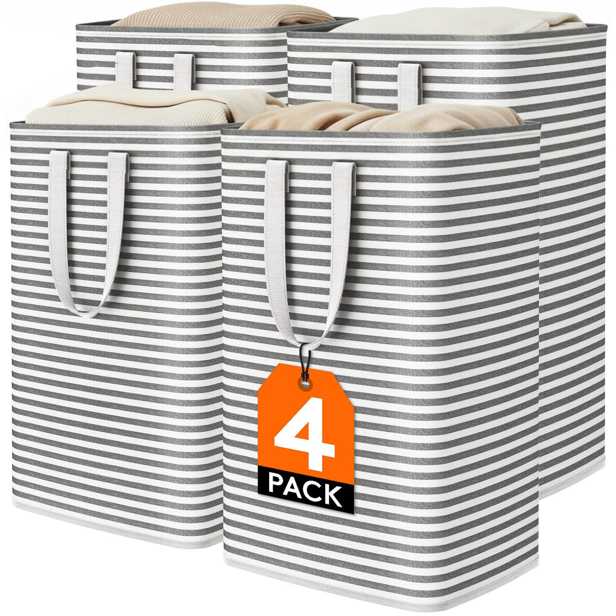 Lifewit 80L Large Laundry Baskets, Laundry Hampers Bags, 2 Pack, Beige