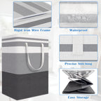 BlissTotes 3-Pack Laundry Basket, Collapsible Laundry Hamper, Grey, 75L