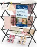 APEXCHASER Oversize 3-Tier Clothes Drying Rack, No Install, White