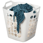 Flexible Plastic Laundry Basket - Square Storage Hamper with Side Handles for Easy Carrying - Versatile Organizer for Laundry, and Household Storage, 28 Litter White