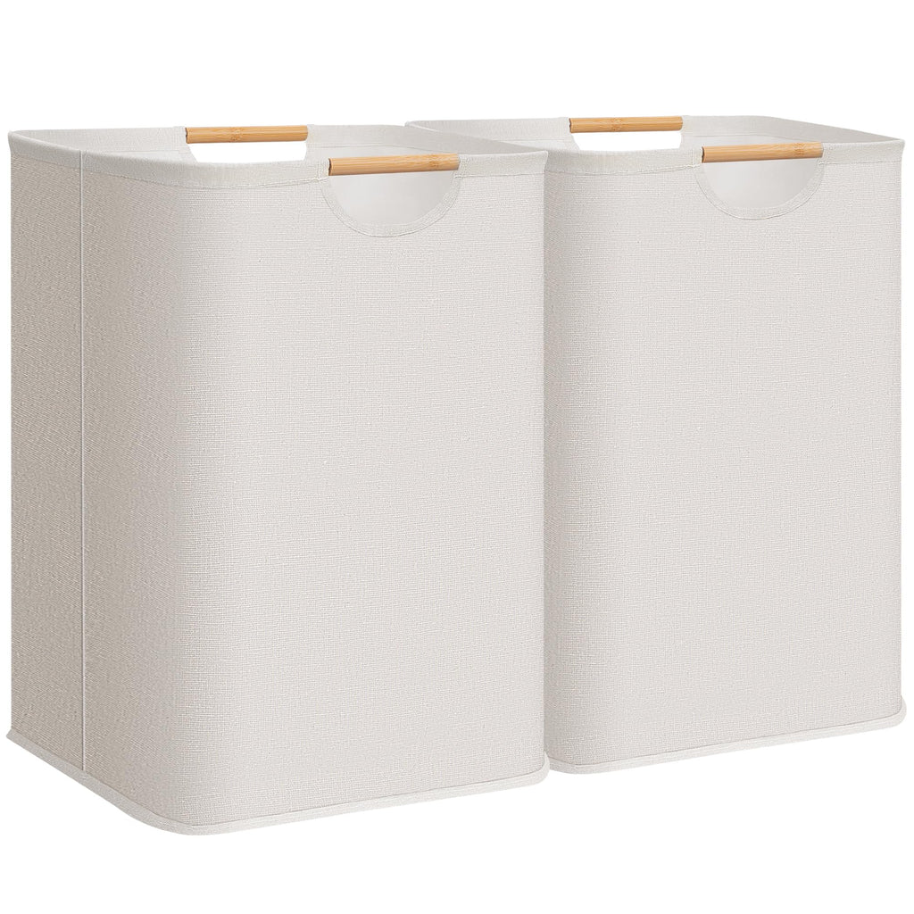 STORAGE MANIAC 2-Pack Collapsible Laundry Hamper with Bamboo Handles, Black