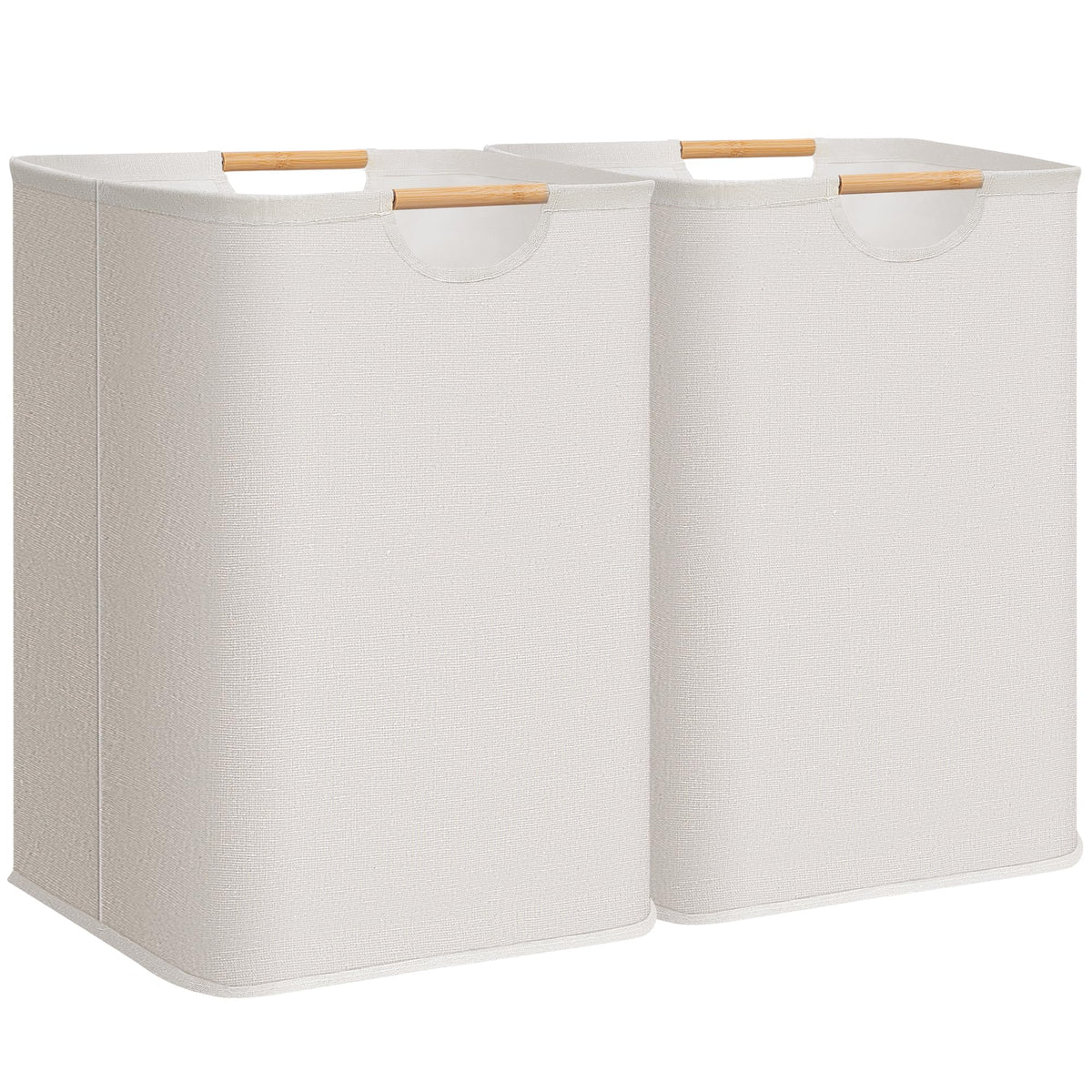STORAGE MANIAC 2-Pack Collapsible Laundry Hamper with Bamboo Handles, Black