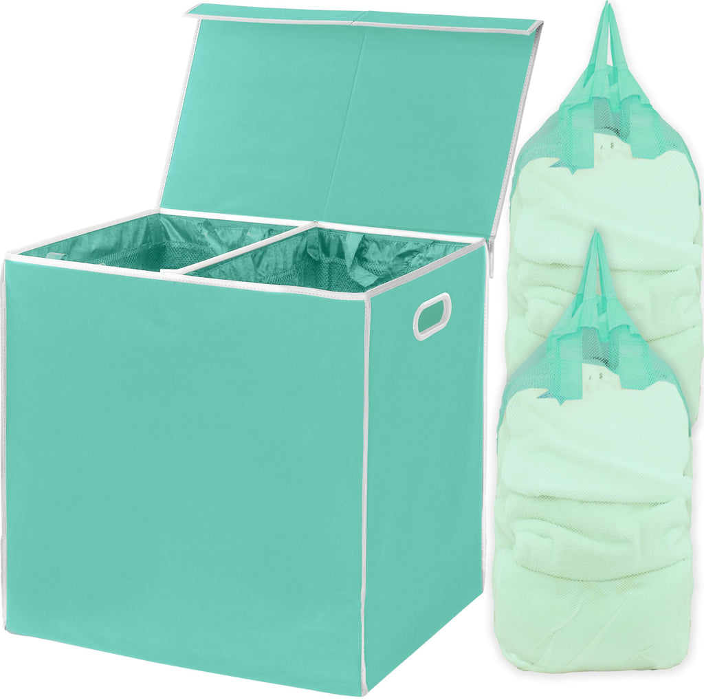 Simple Houseware Double Laundry Hamper with Lid & Removable Bags, Black