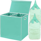 Simple Houseware Double Laundry Hamper with Lid & Removable Bags, Black