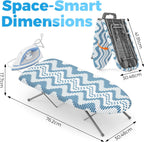 KINGBOARD Small Ironing Board with Iron Rest, Extra Thick Cover 30x12 Blue