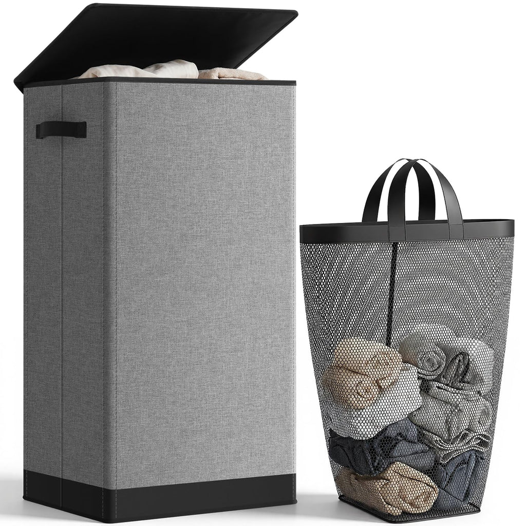 SOLEDI 100L Laundry Hamper with Lid, Large Collapsible Laundry Basket