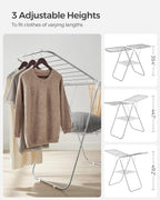 SONGMICS Clothes Drying Rack, Foldable Space-Saving Steel Laundry Rack