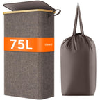 Lifewit 65L Slim Laundry Hamper with Lid and Removable Bag, Beige