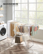 SONGMICS Clothes Drying Rack, Foldable Space-Saving Steel Laundry Rack