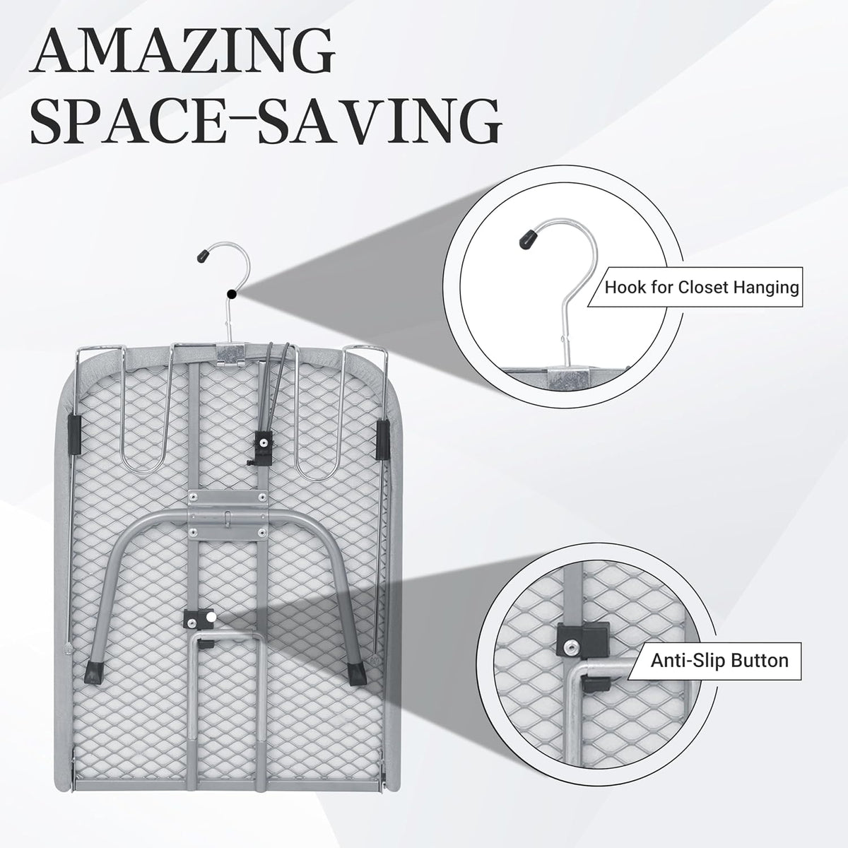 ZOES HOMEWARE Premium Metal Mesh Panel Tabletop Ironing Board Silver