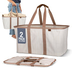 CleverMade Collapsible Laundry Baskets, 50L Tote 2 Pack, Charcoal