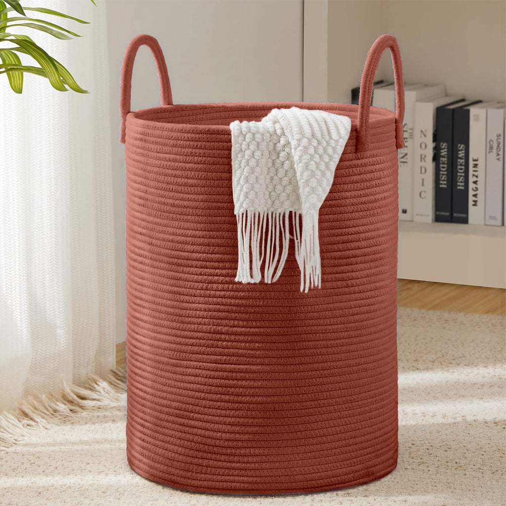 YOUDENOVA Jute Rope Laundry Hamper Basket, 58L Blanket Basket for Nursery
