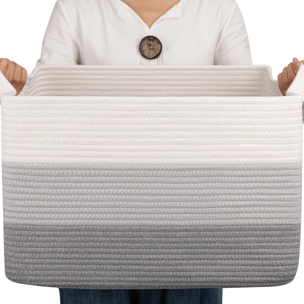 OIAHOMY Blanket Basket Laundry Basket Dog Toy Basket 75L Gradient Brown