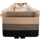 OIAHOMY Blanket Basket Laundry Basket Dog Toy Basket 75L Gradient Brown