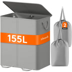 Lifewit Double Laundry Hamper with Lid, Removable Laundry Bags, Black