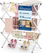 APEXCHASER Oversize 3-Tier Clothes Drying Rack, No Install, White