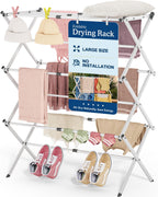 APEXCHASER Oversize 3-Tier Clothes Drying Rack, No Install, White